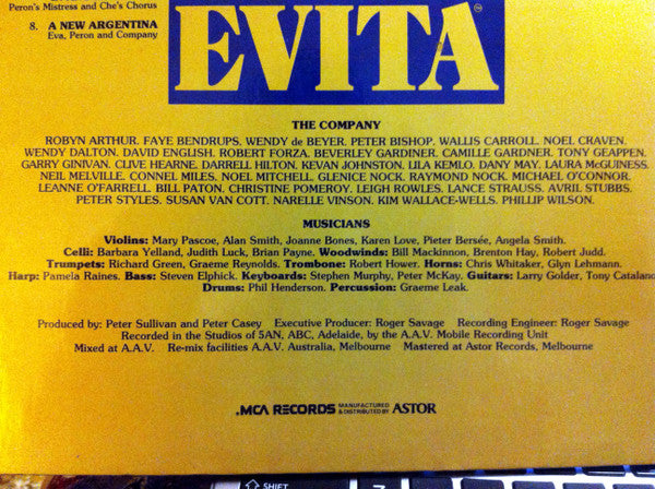 Andrew Lloyd Webber, Tim Rice – Evita Premiere Australian Cast Recording (Excerpts From The Australian Production) LP vinyl record, image 5 of 7