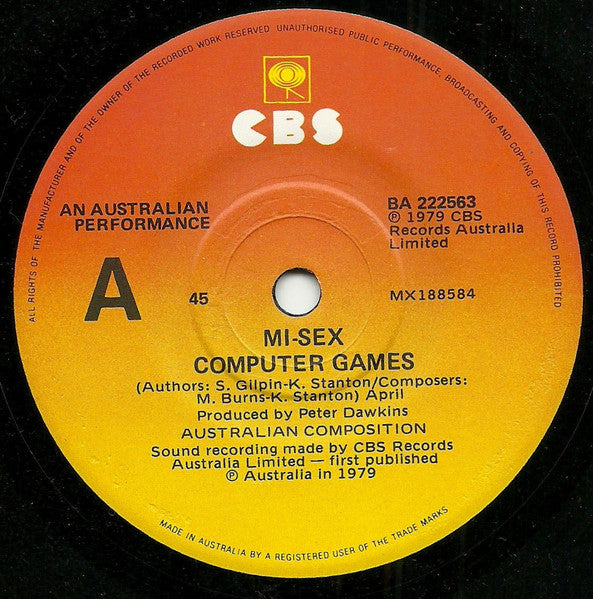 Mi-Sex – Computer Games 7" vinyl record, image 3 of 4