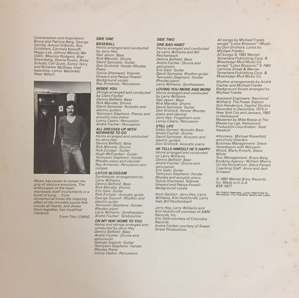 Michael Franks – One Bad Habit LP vinyl record, image 4 of 6