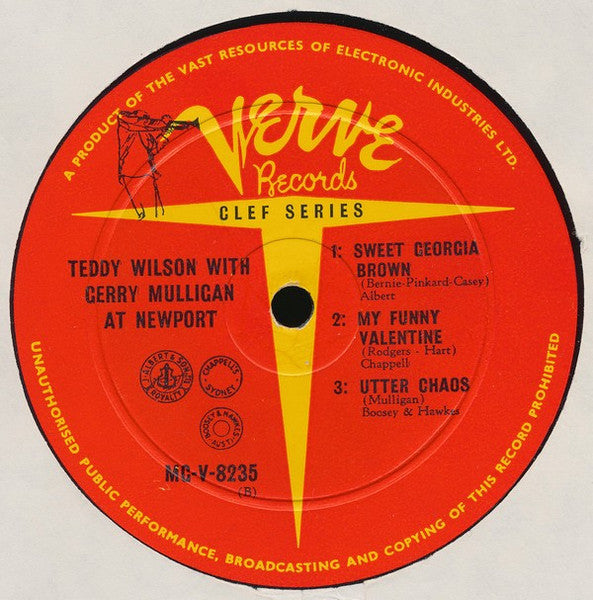 Teddy Wilson Trio, Gerry Mulligan Quartet, Bob Brookmeyer – At Newport LP vinyl record, image 4 of 4