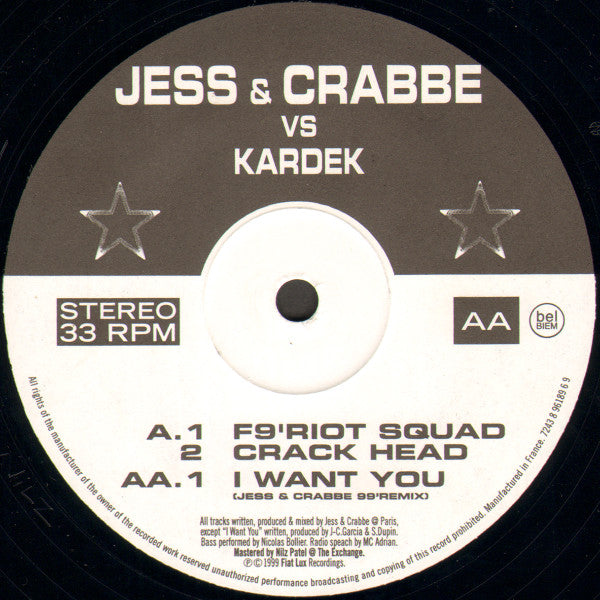 Jess & Crabbe, Kardek – F’9 Riot Squad 12" vinyl record, image 3 of 4