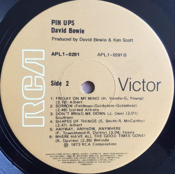 David Bowie – Pinups LP vinyl record, image 6 of 6