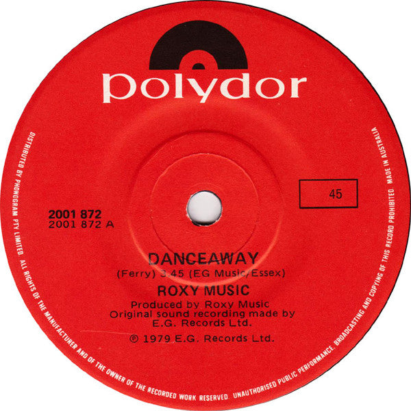 Roxy Music – Danceaway / Cry, Cry, Cry 7" vinyl record