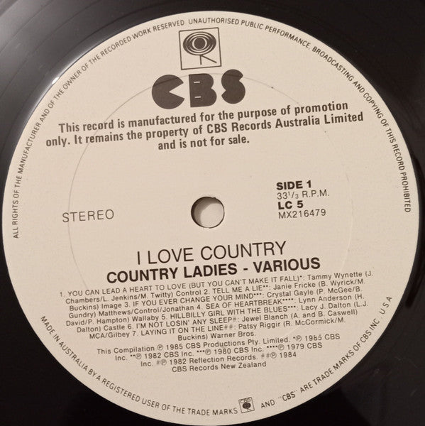 Various – Country Ladies - I Love Country LP vinyl record, image 3 of 4