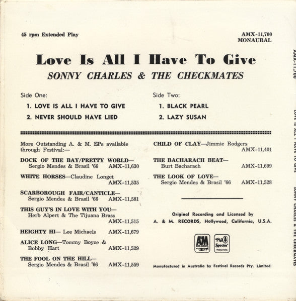 The Checkmates LTD. – Love Is All I Have To Give 7" vinyl record, image 2 of 4