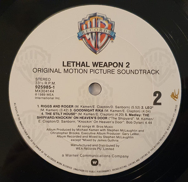 Various – Lethal Weapon 2 (Original Motion Picture Soundtrack) LP vinyl record, image 4 of 6