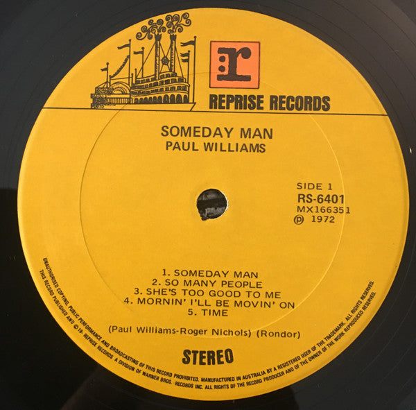 Paul Williams – Someday Man LP vinyl record, image 2 of 3