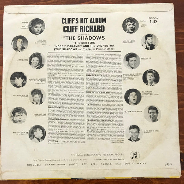 Cliff Richard – Cliff's Hit Album LP vinyl record, image 2 of 4