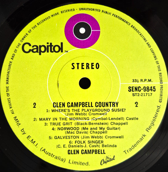Glen Campbell – Glen Campbell Country LP vinyl record, image 4 of 4