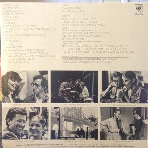 George Gershwin, New York Philharmonic – Music From The Woody Allen Film "Manhattan" LP vinyl record, image 2 of 4