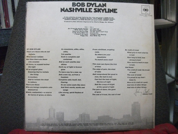 Bob Dylan – Nashville Skyline LP vinyl record, image 2 of 4