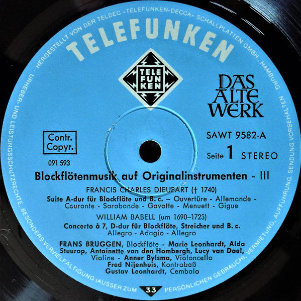 Charles Dieupart, William M. Babell, Jacob Jan Van Eyck, Alessandro Scarlatti, Georg Philipp Telemann – Blockflötenmusik Auf Originalinstrumenten | Recorder Music With Original Instruments - Ⅲ (1650-1750) LP vinyl record, image 5 of 6