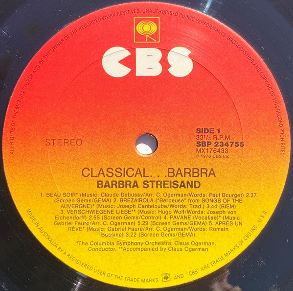 Barbra Streisand – Classical ... Barbra LP vinyl record, image 5 of 6