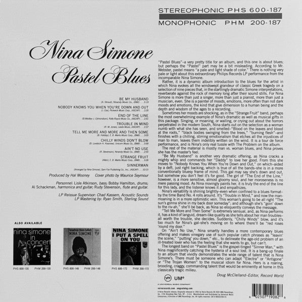 Nina Simone – Pastel Blues LP vinyl record, image 4 of 7