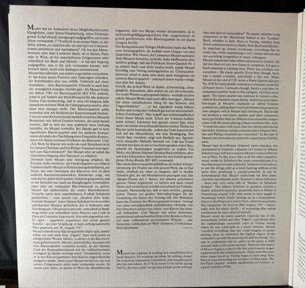 Wolfgang Amadeus Mozart, Dezső Ránki, Éder Quartet – Klavierquartette - Piano Quartets - Quatuors pour piano KV 478 & 493 LP vinyl record, image 3 of 6