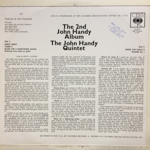 John Handy Quintet – The 2nd John Handy Album LP vinyl record, image 2 of 3