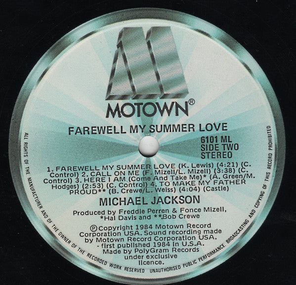 Michael Jackson – Farewell My Summer Love LP vinyl record, image 5 of 5
