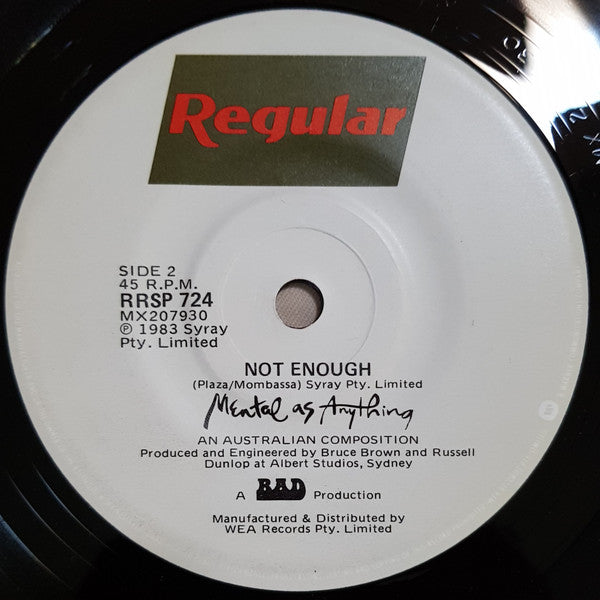 Mental As Anything – Spirit Got Lost 7" vinyl record, image 2 of 2