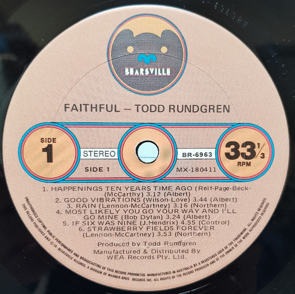 Todd Rundgren – Faithful LP vinyl record, image 3 of 4