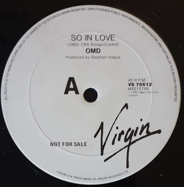 Orchestral Manoeuvres In The Dark – So In Love 12" vinyl record, image 3 of 4