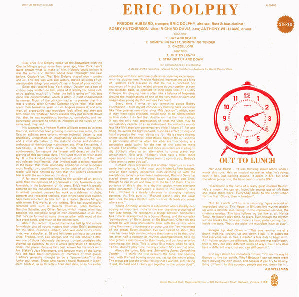 Eric Dolphy – Out To Lunch! LP vinyl record, image 2 of 5