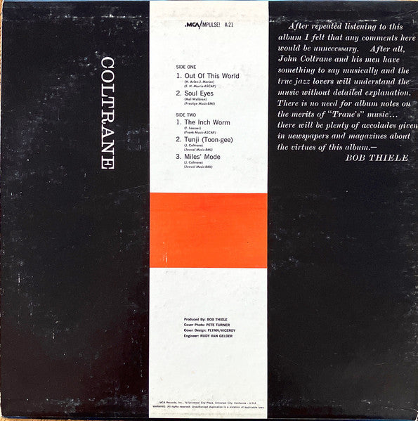 The John Coltrane Quartet – Coltrane LP vinyl record, image 2 of 4