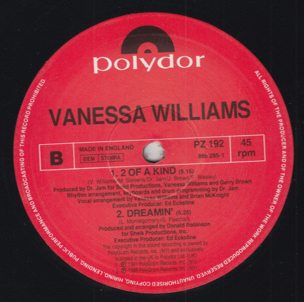 Vanessa Williams – Save The Best For Last 12" vinyl record, image 4 of 4