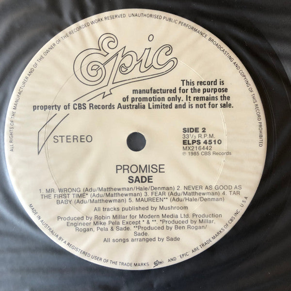 Sade – Promise (VG+/VG) LP, AU 1985 | Dutch Vinyl