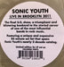 Sonic Youth – Live In Brooklyn 2011 LP vinyl record, image 9 of 9
