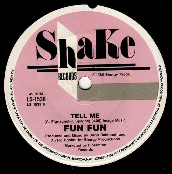 Fun Fun – Give Me Your Love 7" vinyl record, image 2 of 2