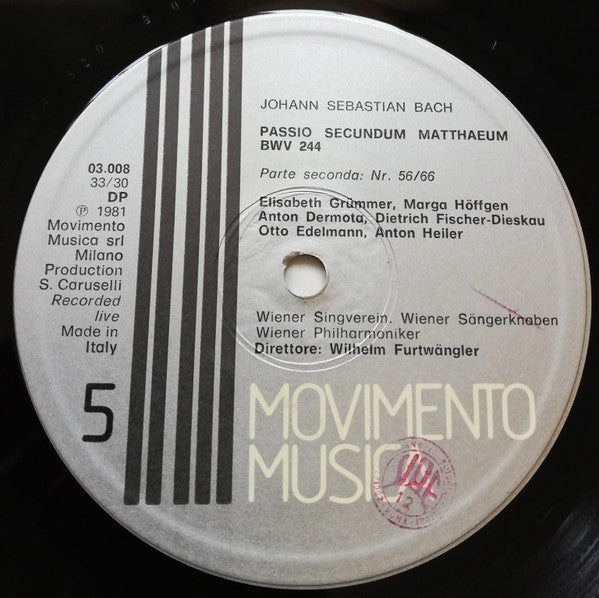 Johann Sebastian Bach, Anton Dermota, Dietrich Fischer-Dieskau, Elisabeth Grümmer, Marga Höffgen, Otto Edelmann, Wiener Akademie Kammerchor, Die Wiener Sängerknaben, Wiener Philharmoniker, Wilhelm Furtwängler – Passio Secundum Matthaeum BWV 244 (3xLP) LP vinyl record, image 8 of 9