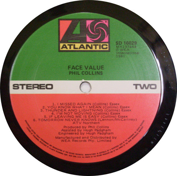 Phil Collins – Face Value LP vinyl record, image 6 of 6