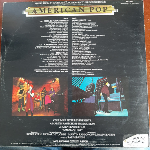 Various – Music From The Original Motion Picture Soundtrack American Pop LP vinyl record, image 2 of 4