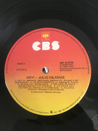 Julio Iglesias – Hey! LP vinyl record, image 4 of 4