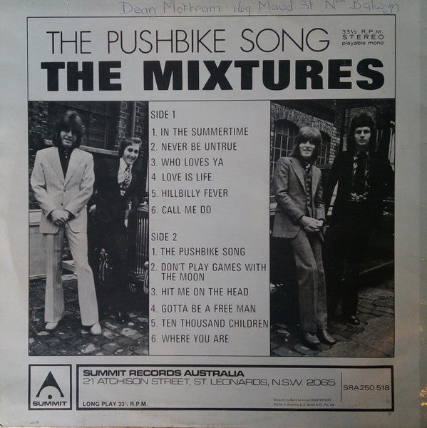 The Mixtures – The Pushbike Song LP vinyl record, image 2 of 4