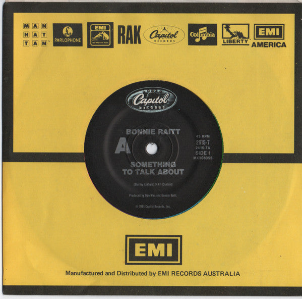 Bonnie Raitt – Something To Talk About 7" vinyl record, image 1 of 2