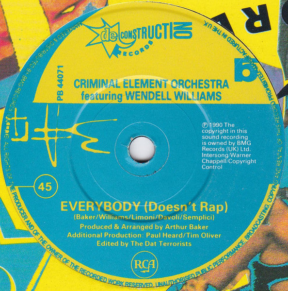 Criminal Element Orchestra – Everybody (Rap) 7" vinyl record, image 4 of 4