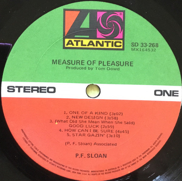 P.F. Sloan – Measure Of–Pleasure LP vinyl record, image 3 of 3