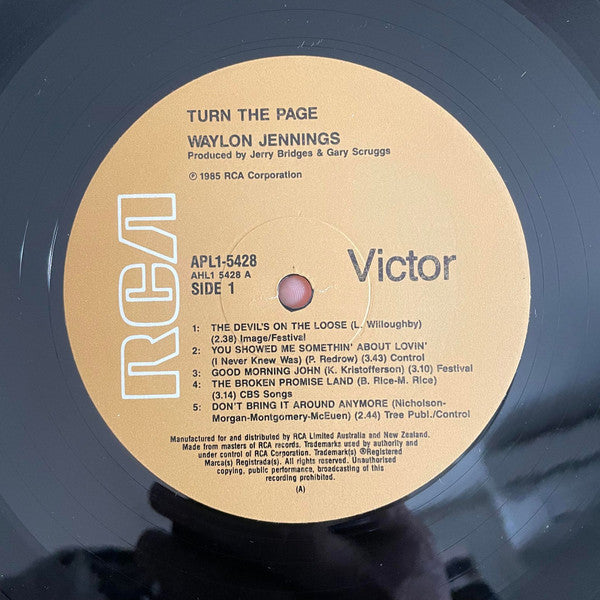 Waylon Jennings – Turn The Page LP vinyl record, image 3 of 4