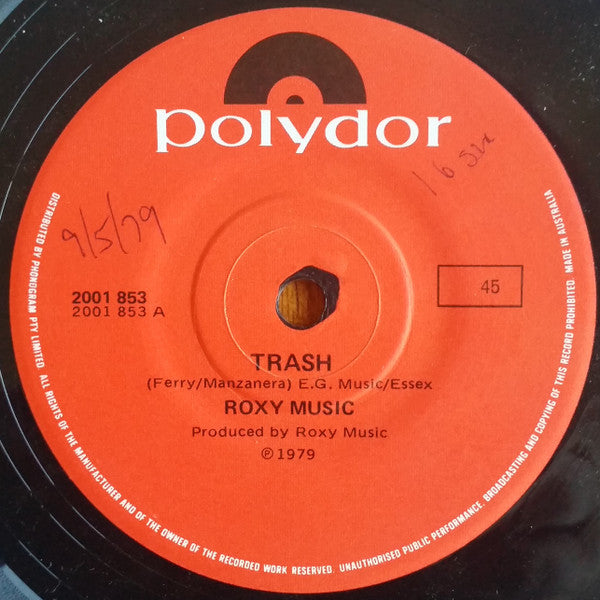 Roxy Music – Trash 7" vinyl record, image 1 of 2
