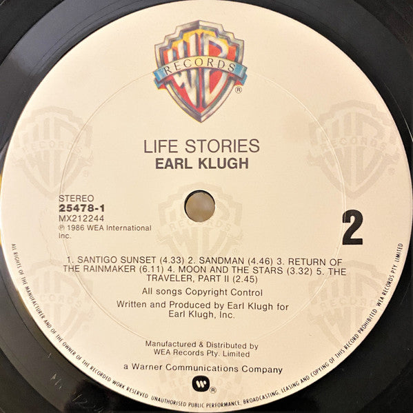 Earl Klugh – Life Stories LP vinyl record, image 6 of 6