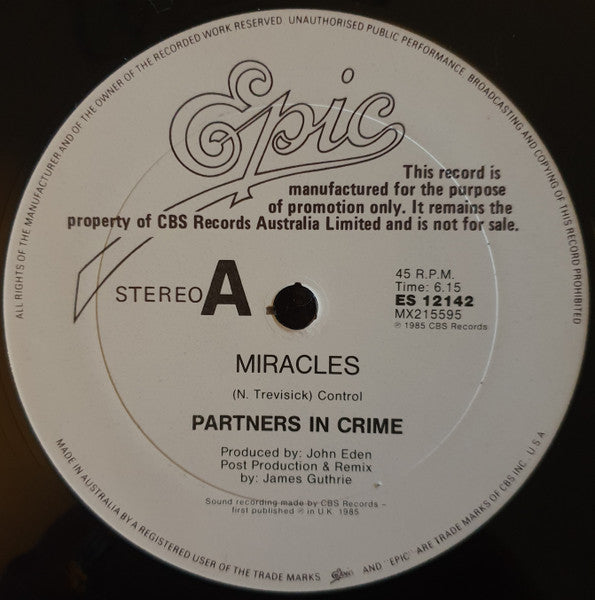 Partners In Crime – Miracles 12" vinyl record, image 3 of 4