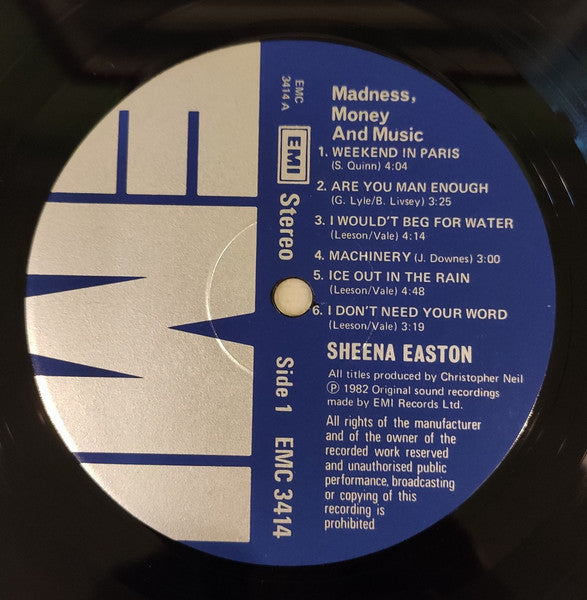 Sheena Easton – Madness, Money And Music LP vinyl record, image 5 of 6