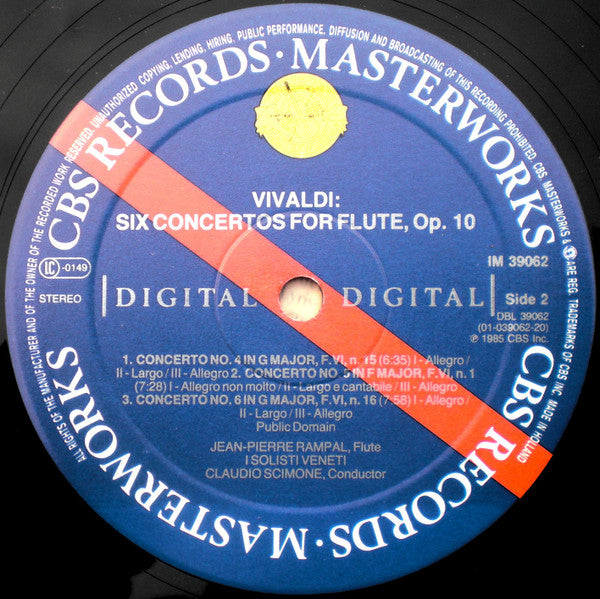 Antonio Vivaldi, Jean-Pierre Rampal, I Solisti Veneti, Claudio Scimone – 6 Concerti, Op. 10 LP vinyl record, image 4 of 5