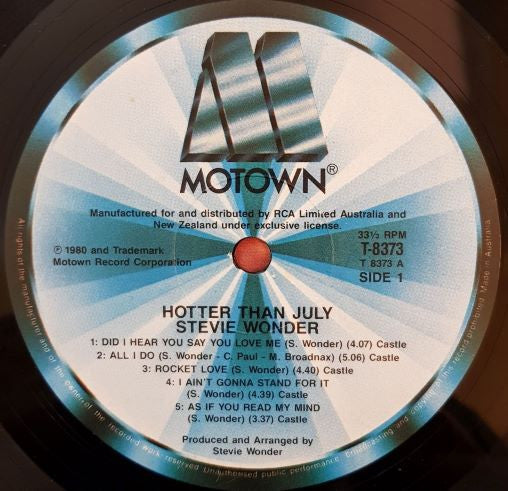 Stevie Wonder – Hotter Than July LP vinyl record, image 6 of 7