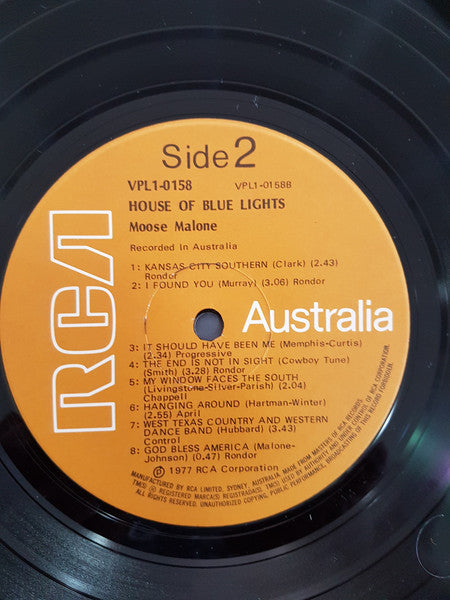 Moose Malone – House Of Blue Lights LP vinyl record, image 4 of 4