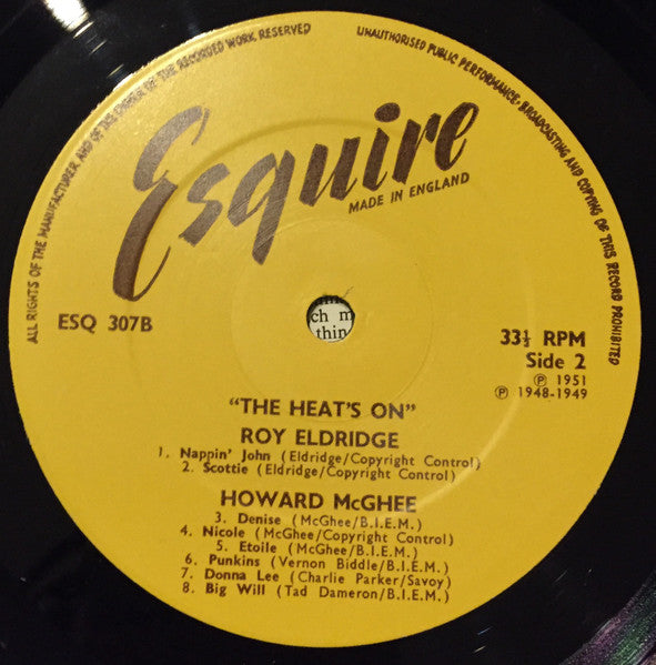 Roy Eldridge, Howard McGhee – The Heat's On LP vinyl record, image 4 of 4