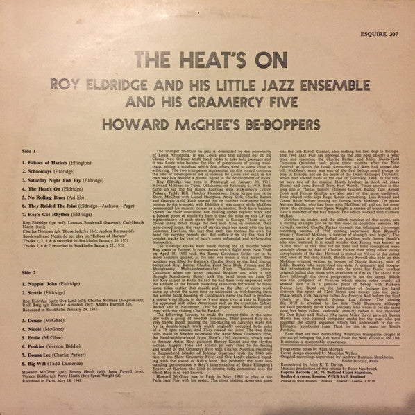 Roy Eldridge, Howard McGhee – The Heat's On LP vinyl record, image 2 of 4