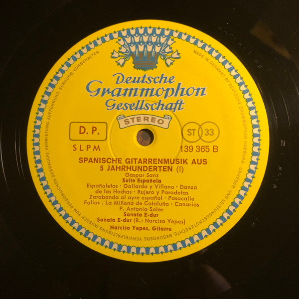Narciso Yepes – Spanische Gitarrenmusik Aus Fünf Jahrhunderten, Vol. 1 LP vinyl record, image 4 of 4