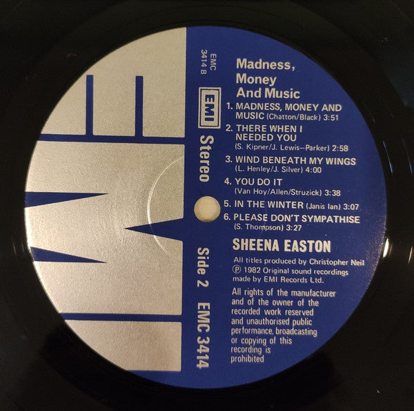 Sheena Easton – Madness, Money And Music LP vinyl record, image 6 of 6